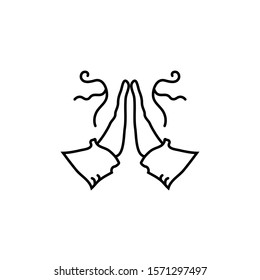 Praying hands icon logo sign Hand drawn Doodle ink style Symbol of mercy Modern cartoon creative design Fashion print clothes apparel greeting invitation card cover banner poster flyer websites Vector