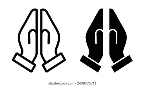 Praying Hands Icon. Namaste Emoji Symbol. Gesture of Gratitude and Respect