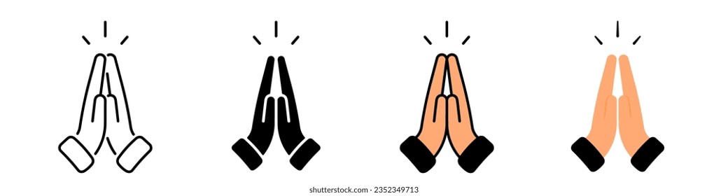 Praying hands icon on white illustration