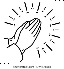 Praying Hands Icon In Outline Style