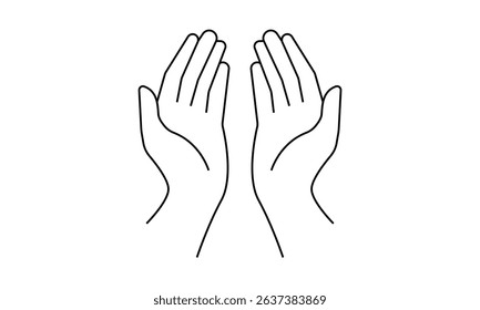 praying hands icon, icon ramadan kareem, praying hands outline icon, vector illustration	
