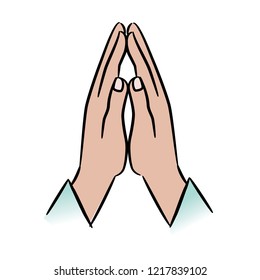 Icono, símbolo o logo de las manos rezando. Para Navidad, Pascua, otras celebraciones y festividades religiosas. Ilustración vectorial EPS10.