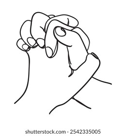 rezando mãos ilustração com mão desenhado linha arte estilo