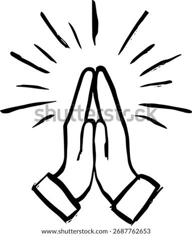 Praying Hands Ink Brush Stroke Drawing Vector