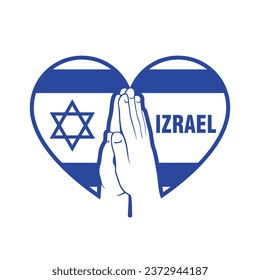 Praying hands for Israel. the National Flag of the Israel, Pray for israel, Save israel people concept - vector illustration.