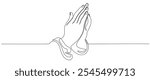 Praying hands line art style vector illustration