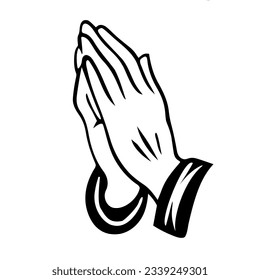 Praying hands line drawing vector 