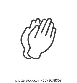 Praying Hands line icon. linear style sign for mobile concept and web design. Two hands in prayer position outline vector icon. Faith and devotion symbol, logo illustration. Vector graphics