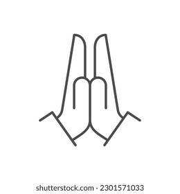 Praying hands line outline icon