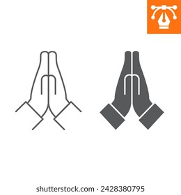 Praying hands line and solid icon, outline style icon for web site or mobile app, Easter and religion, please gesture vector icon, simple vector illustration, vector graphics with editable strokes.