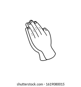 Praying Hands Line Style Black White Stock Vector (Royalty Free ...