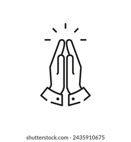 Praying hands line symbol icon. Isolated vector illustration