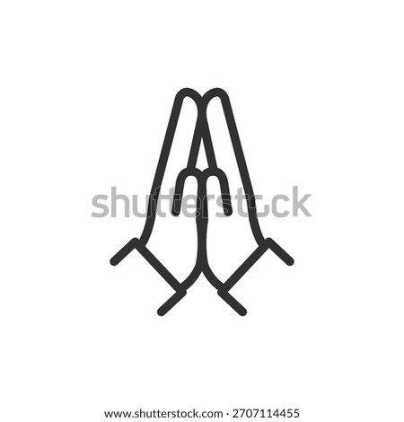 Praying hands, linear icon. Faith, gratitude and spiritual devotion. Line with editable stroke.