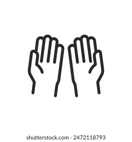 Praying Hands, linear style icon. hands in a prayer position. Editable stroke width