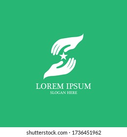 praying hands logo in green background