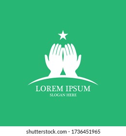 Logo der betenden Hände im grünen Hintergrund