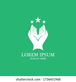 praying hands logo in green background