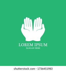 praying hands logo in green background
