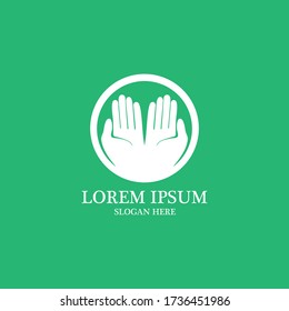 Logo der betenden Hände im grünen Hintergrund