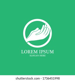 praying hands logo in green background