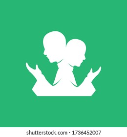 praying hands logo in green background
