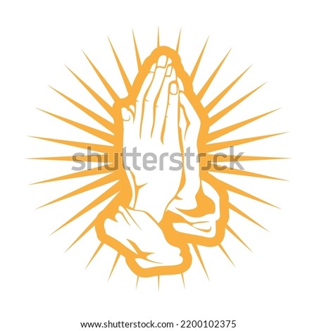 Praying hands. Muslim, catholic or holy christian or any other religion, belief and hope of spirituality. Vector illustration