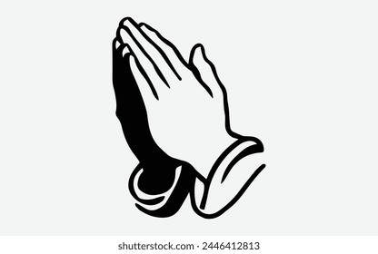 Praying Hands. Muslim Religion praying hands isolated on white background. Jesus praying hands silhouette isolated on white background