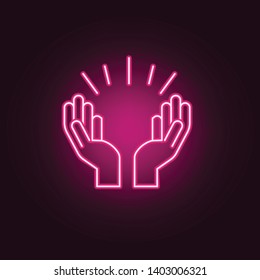 Praying hands neon icon. Elements of Religion set. Simple icon for websites, web design, mobile app, info graphics