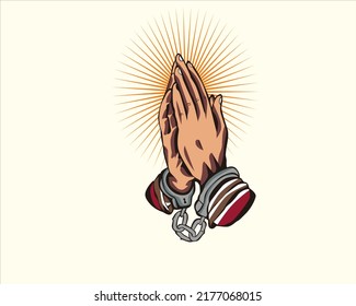 praying hands old school tattoo