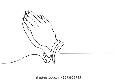 Praying Hands one line art drawing