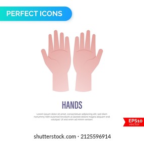 Praying hands open, hand gesture. Islam. Gradient flat icon. Vector illustration.