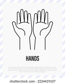 Praying hands open, hand gesture. Islam. Thin line icon. Vector illustration.