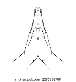 Praying Hands Outline Hand Drawing