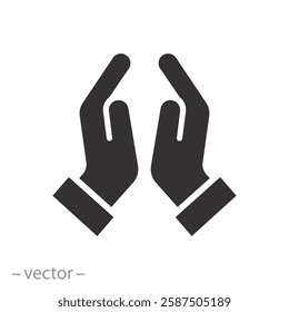 praying hands, pray icon vector, religion concept, flat symbol on white background