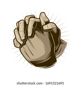 手を祈る お祈りのロゴ 宗教のイラスト のベクター画像素材 ロイヤリティフリー