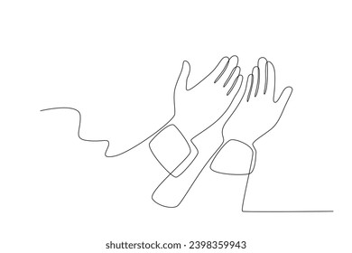 Praying hands in Ramadan. Ramadan one-line drawing