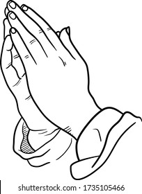 Line Drawing Praying Hands Stock Vector (Royalty Free) 183790889