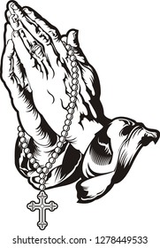 Молящиеся руки с розарием 