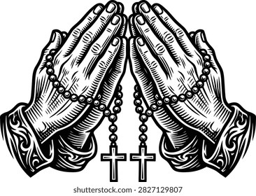 Praying hands and rosary