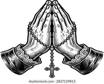 Praying hands and rosary