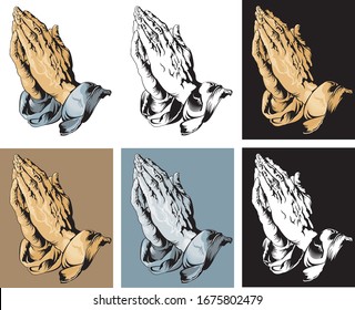 Praying Hands set. Vector illustration