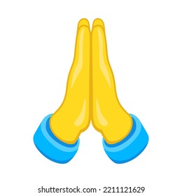 Praying Hands Sign Emoji Icon Illustration. Gesture Vector Symbol Emoticon Design Clip Art Sign Comic Style.