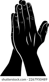 praying hands silhouette - line art illustration