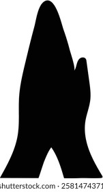 Praying hands, silhouette vector illustration on white background