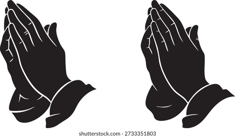 Ilustración vectorial de Silueta de Manos Orantes - Símbolo de Fe, Esperanza y Religión