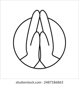 praying hands simple vector icon design