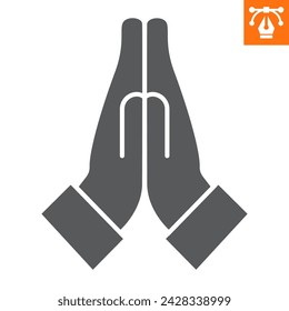 Praying hands solid icon, glyph style icon for web site or mobile app, Easter and religion, please gesture vector icon, simple vector illustration, vector graphics with editable strokes.
