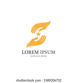 praying hands symbol and logo vector