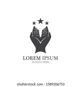 praying hands symbol and logo vector