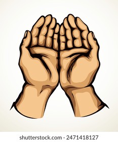 Praying hands. Vector drawing icon